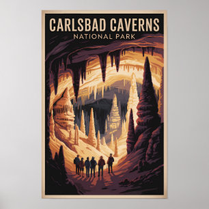 Póster Ilustración de viaje al Parque Nacional Carlsbad C