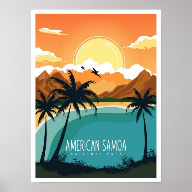 Póster Ilustración de viaje al Parque Nacional de Samoa A (Frente)