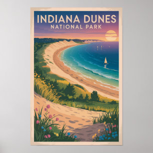 Póster Ilustración de viaje al Parque Nacional Indiana Du