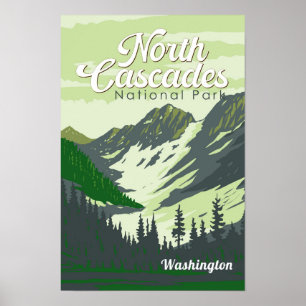Póster Ilustración de viaje al Parque Nacional North Casc