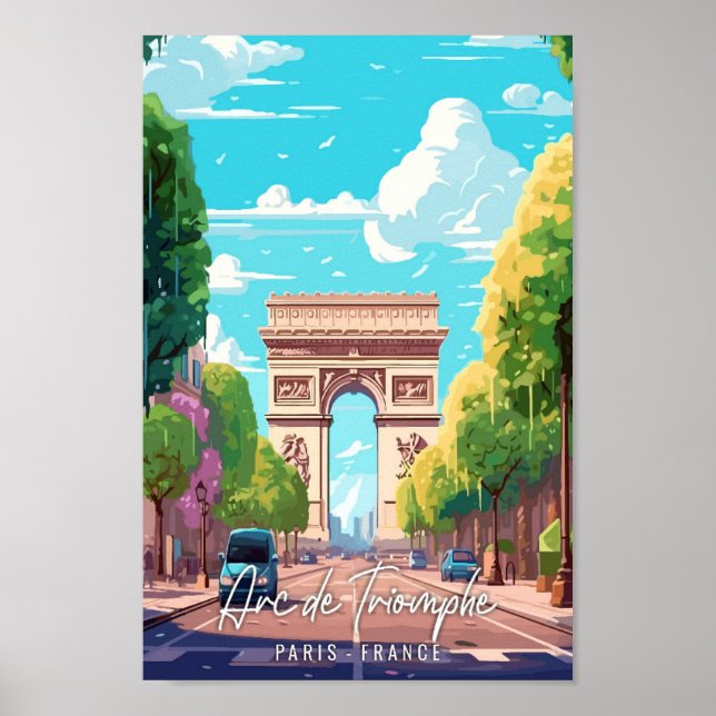 Póster Ilustracion de viaje artístico Arc de Triomphe (Frente)