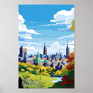 Póster Ilustracion de viaje artístico vintage de Ottawa C