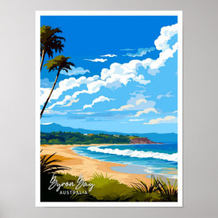 Póster Ilustracion de Viaje de Byron Bay Australia