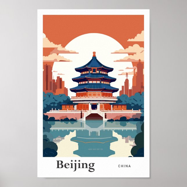 Póster Ilustracion de Viaje de China en Pekín (Frente)