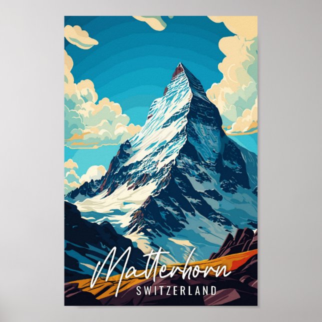 Póster Ilustracion de viaje de cosecha de Matterhorn (Frente)