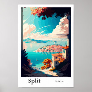 Póster Ilustracion de Viaje de Croacia de Split