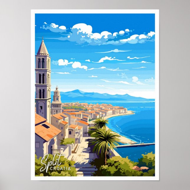 Póster Ilustracion de Viaje de Croacia de Split (Frente)