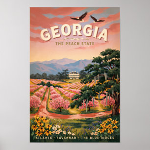 Póster Ilustración de viaje de Georgia vintage