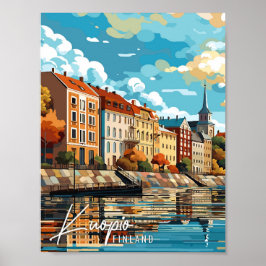 Póster Ilustracion de viaje de Kuopio Finlandia