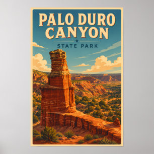 Póster Ilustración de viaje de Palo Duro Canyon Texas Art