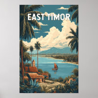 Ilustración de viaje de Timor Oriental Vintage