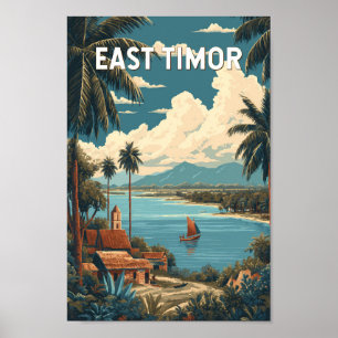 Póster Ilustración de viaje de Timor Oriental Vintage