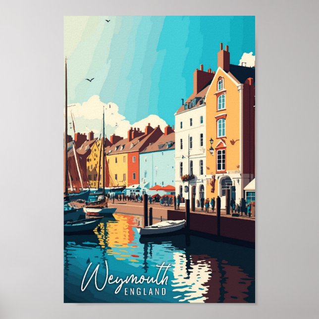 Póster Ilustracion de viaje de Weymouth England (Frente)