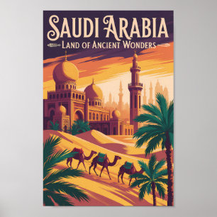 Póster Ilustración de viaje del desierto de Arabia Saudit