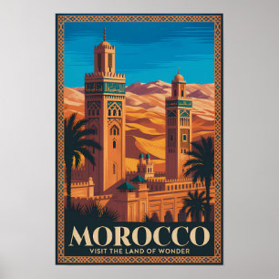 Póster Ilustración de viaje del desierto de Marruecos Art
