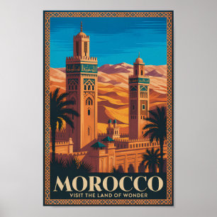 Póster Ilustración de viaje del desierto de Marruecos Art