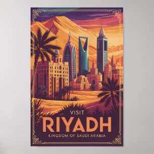 Póster Ilustración de viaje del desierto de Riad Arabia S