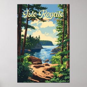 Póster Ilustración de viaje del Parque Nacional Isle Roya