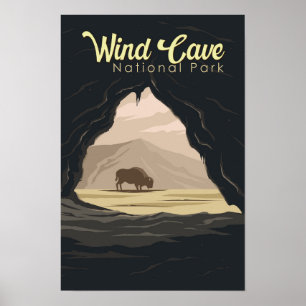 Póster Ilustración de viaje del Parque Nacional Wind Cave