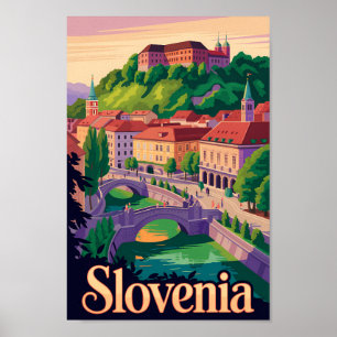 Póster Ilustración de viaje del puente de Ljubljana Eslov