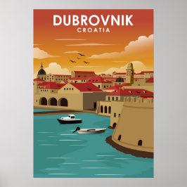 Póster Ilustracion de viaje mínimo de Dubrovnik Croacia
