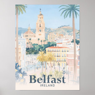Póster Ilustracion de viaje por aguas de Irlanda de Belfa