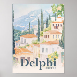 Póster Ilustracion de viaje por la acuarela de Delphi Gre