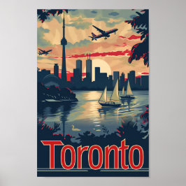 Póster Ilustracion de viaje retro de cosecha de Toronto C
