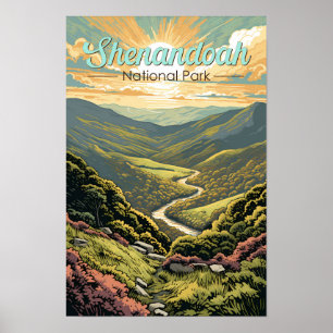 Póster Ilustración de viaje retro del Parque Nacional She