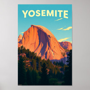 Póster Ilustración de viaje retro Yosemite California