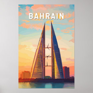 Póster Ilustración de viaje vintage de Bahrein