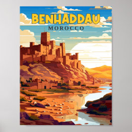 Póster Ilustracion de viaje vintage de Benhaddau Morocco
