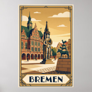 Póster Ilustración de viaje vintage de Bremen, Alemania
