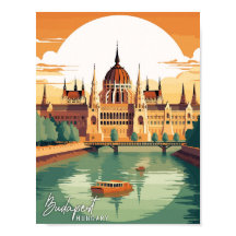 Ilustracion de viaje vintage de Budapest Hungría