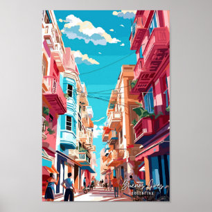 Póster Ilustracion de viaje vintage de Buenos Aires Argen