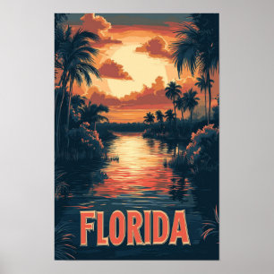 Póster Ilustración de viaje vintage de Florida EE. UU.