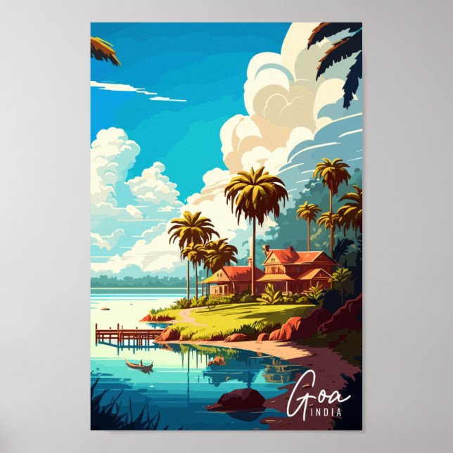 Póster Ilustracion de viaje vintage de Goa India (Frente)