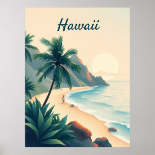 Póster Ilustración de viaje vintage de Hawái