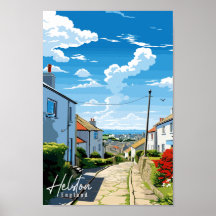 Ilustracion de viaje vintage de Helston England