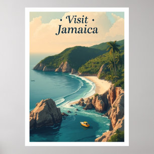 Póster Ilustración de viaje vintage de la playa de Negril