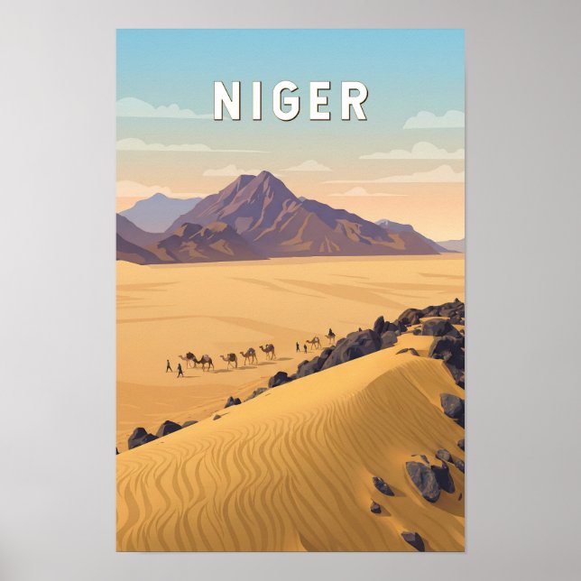 Póster Ilustración de viaje vintage de Níger (Frente)