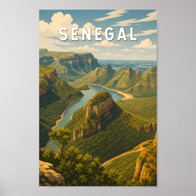 Póster Ilustración de viaje vintage de Senegal (Frente)