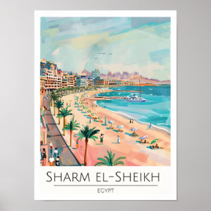 Póster Ilustración de viaje vintage de Sharm El-Sheikh Eg