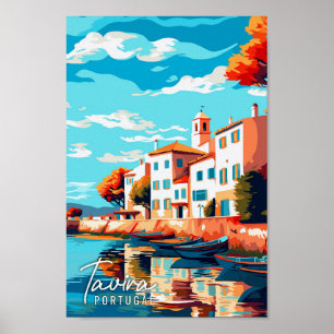 Póster Ilustracion de viaje vintage de Tavira Portugal