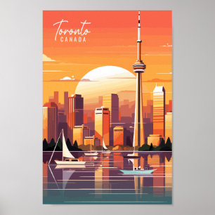 Póster Ilustracion de viaje vintage de Toronto Canada