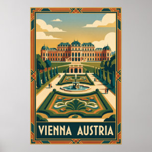 Póster Ilustración de viaje vintage de Viena, Austria