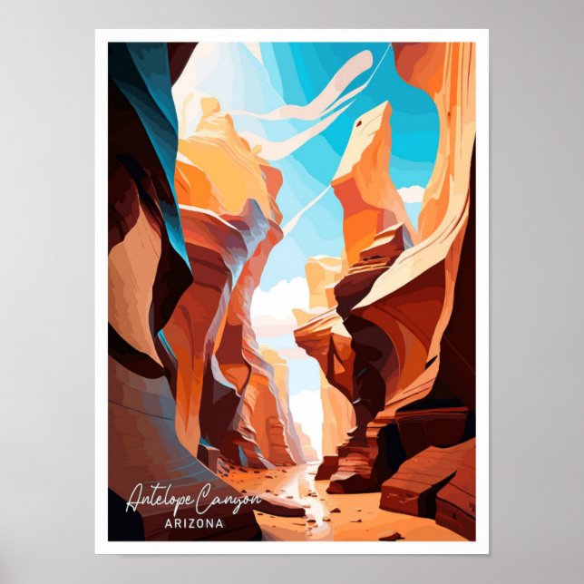 Póster Ilustracion de viajes Antelope Canyon Arizona (Frente)