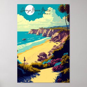Póster Ilustracion de viajes Arroyo Burro Beach Californi