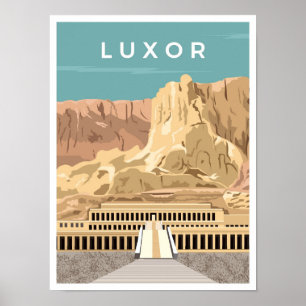 Póster Ilustracion de viajes Art Vintage de Luxor Egypt