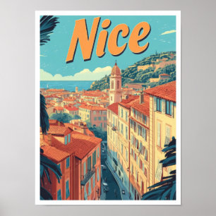 Póster Ilustracion de viajes Art Vintage de Nice France